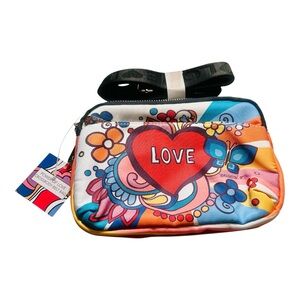 Brighton Power of Love Crossbody Belt Bag Heart Floral Print NWT